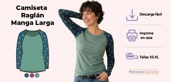 cabecera camiseta raglán manga larga mujer