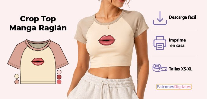 cabecera camiseta crop top manga corta mujer