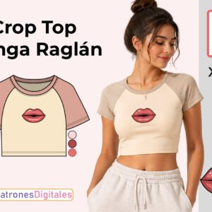 miniatura camiseta crop top manga corta mujer