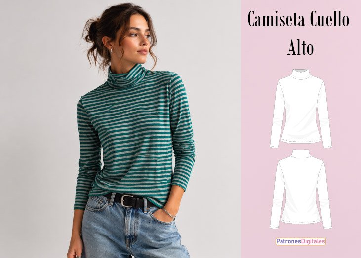 camiseta cuello alto miniatura