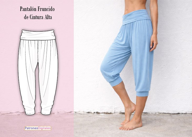 pantalón fruncido de cintura alta miniatura