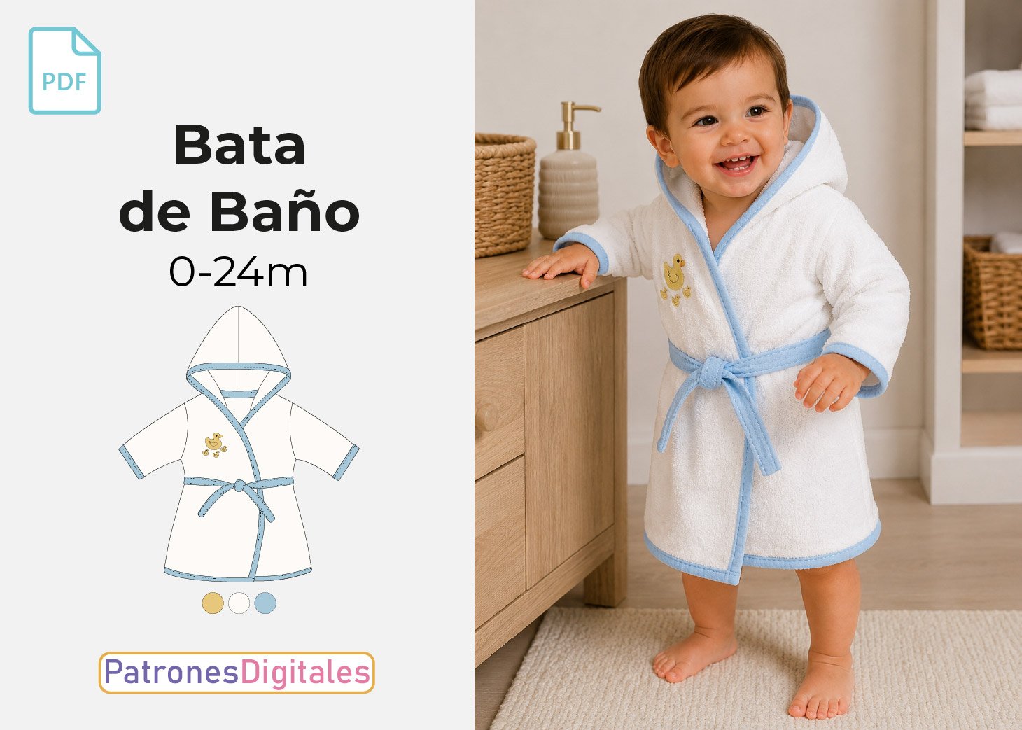 Patrón Gratis Bata de Baño Bebé con Capucha en PDF