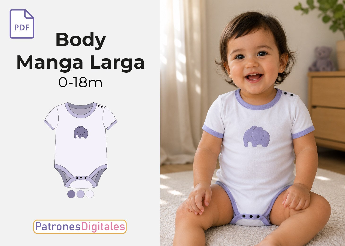 Patrón Gratis Body de Bebé Manga Corta en PDF