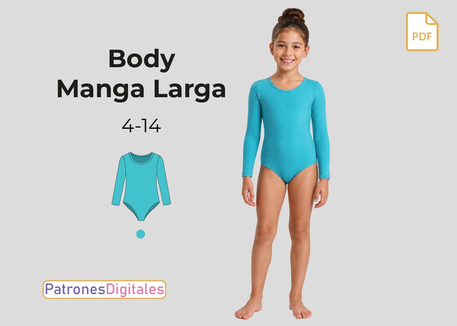 Patrón Gratis Body Manga Larga Niña en PDF