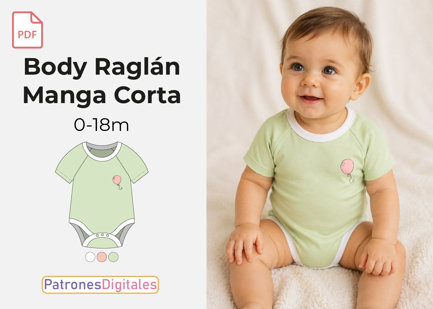 Patrón Gratis Body Raglán Manga Corta Bebé en PDF