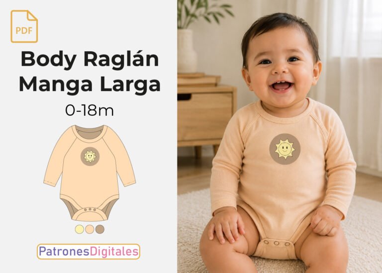 body raglan manga larga de bebe miniatura