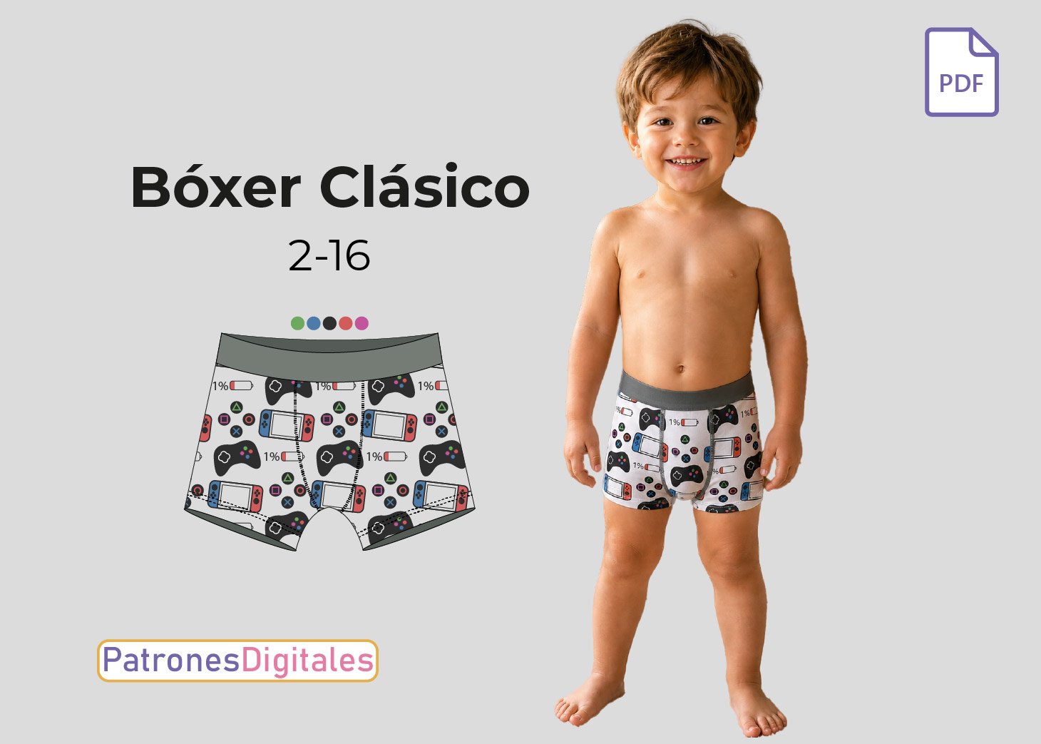 Patrón Gratis Bóxer Clásico Niño