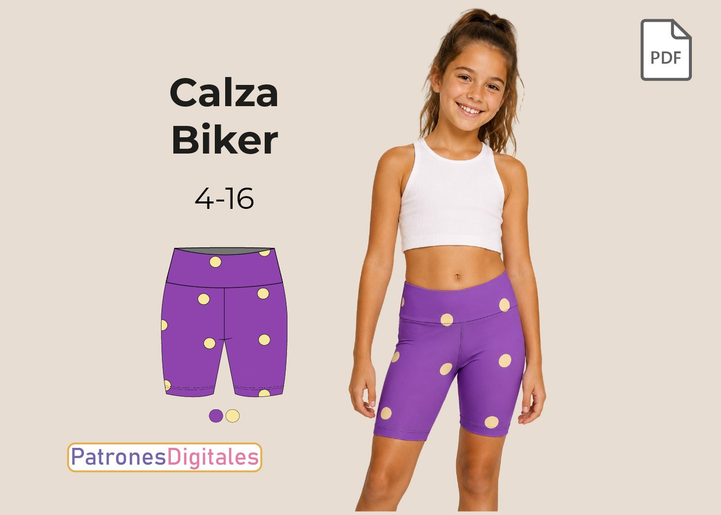 Patrón Gratis Calza Biker Niña en PDF