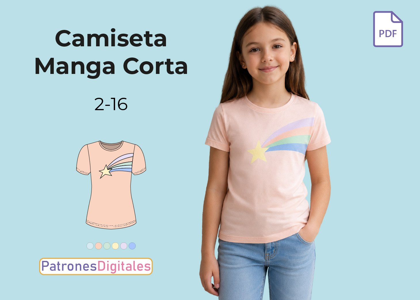 Patrón Gratis Camiseta Manga Corta Niña en PDF