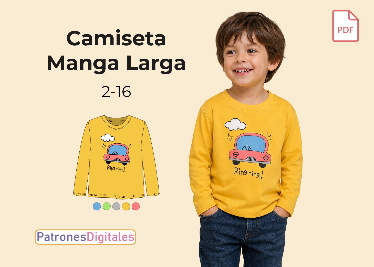 Patrón Gratis Camiseta Manga Larga Niño en PDF