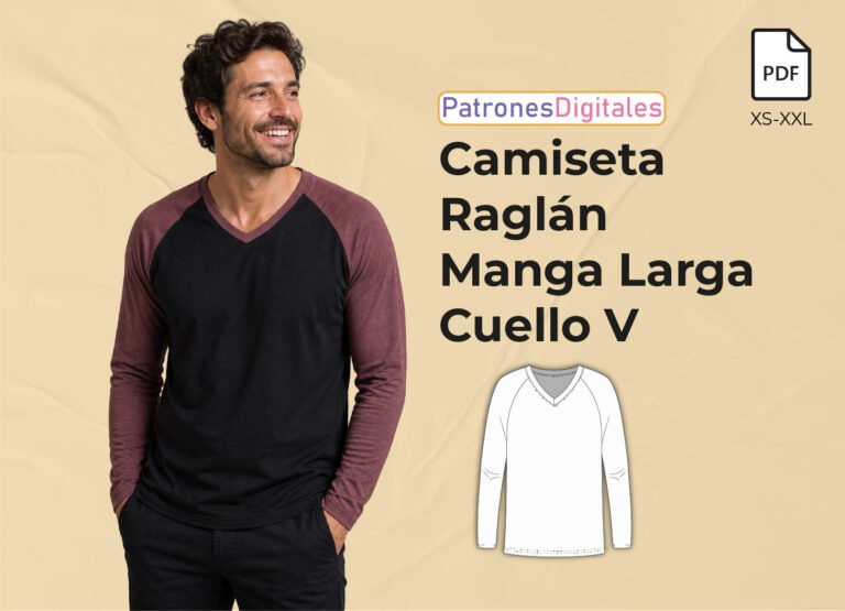 camiseta cuello v manga larga