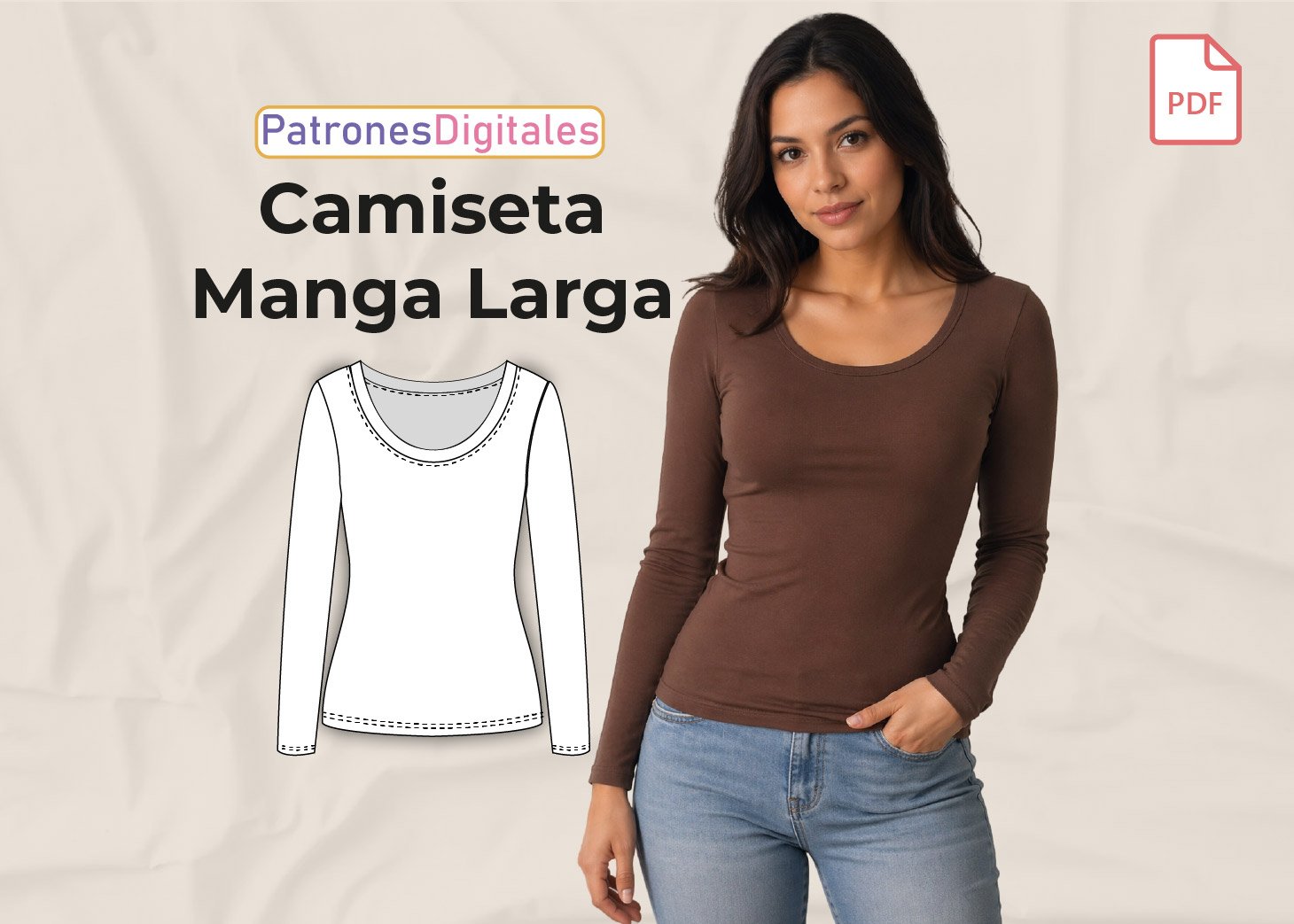 Patrón Camiseta Básica Mujer – Manga Larga en PDF