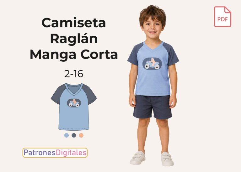 camiseta cuello v manga corta raglan niño miniatura