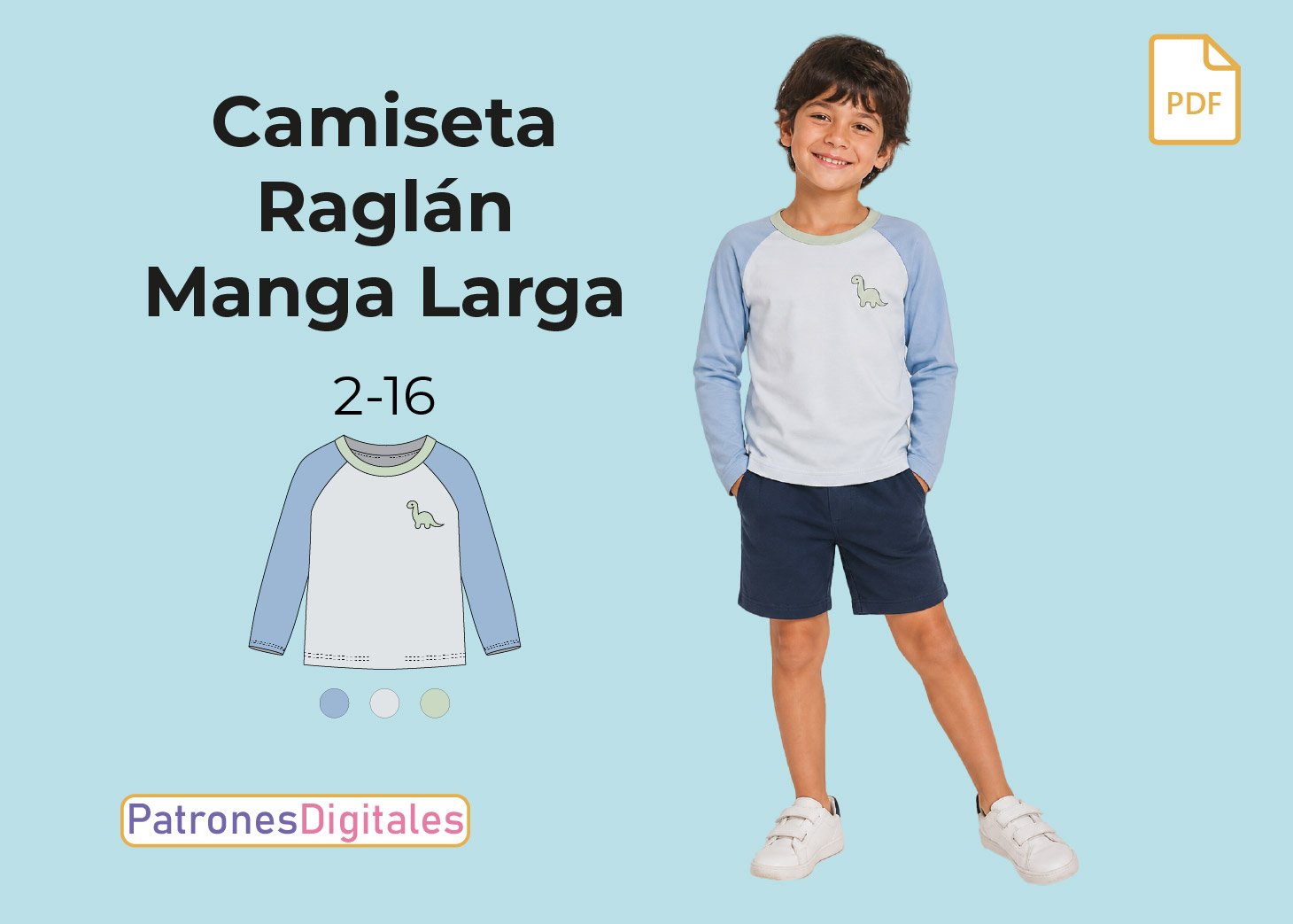 Patrón Gratis Camiseta Raglán Manga Larga Niño en PDF – Descárgalo Aquí