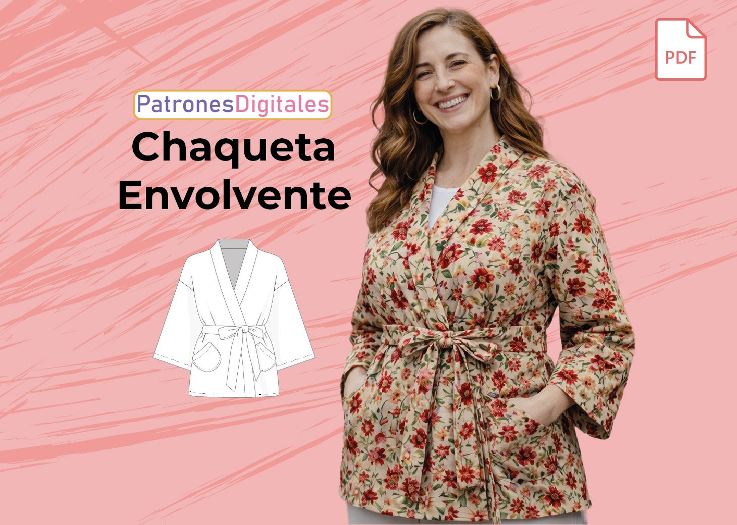 Chaqueta Envolvente con Cinturón en PDF
