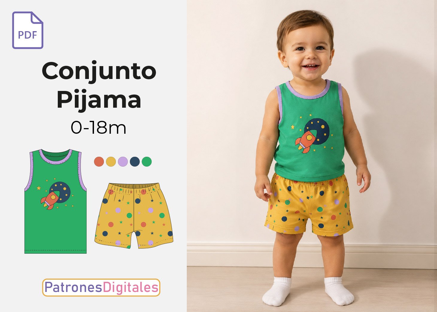 Patrón Gratis Conjunto Pijama de Verano Bebé en PDF