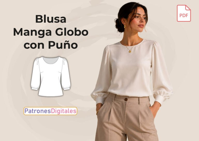 miniatura blusa manga globo con puño