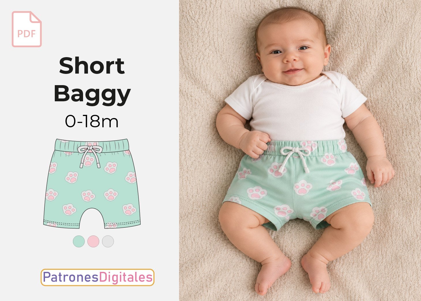 Patrón Gratis Short Baggy Bebé en PDF