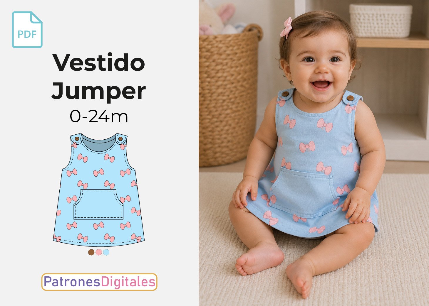 Patrón Gratis Vestido Jumper Bebé en PDF