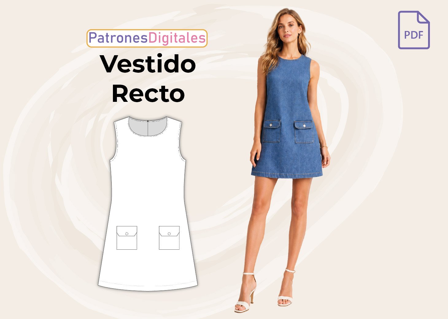 Vestido Recto sin Mangas Mujer PDF