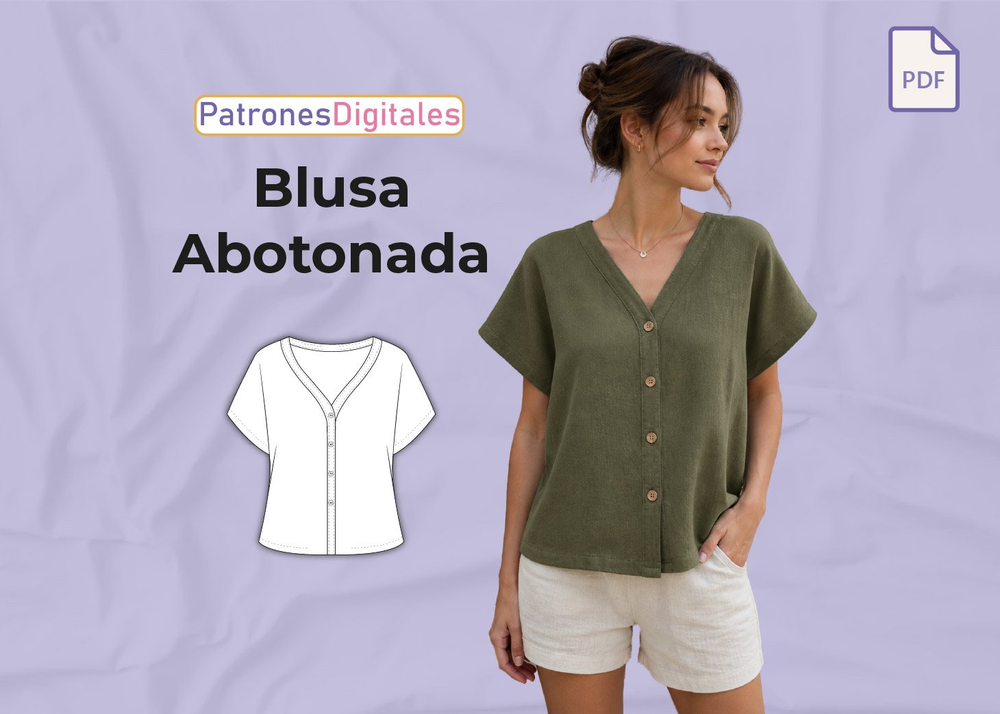 Patrón Gratis Blusa Abotonada Mujer en PDF