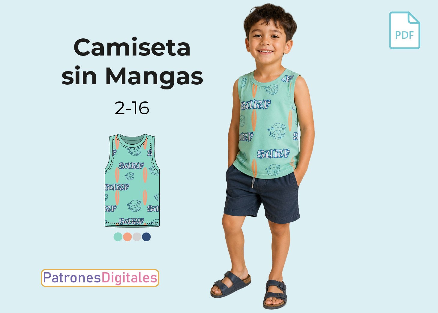 Patrón Gratis Camiseta Sin Mangas Niño en PDF – Descarga y Cose Fácil