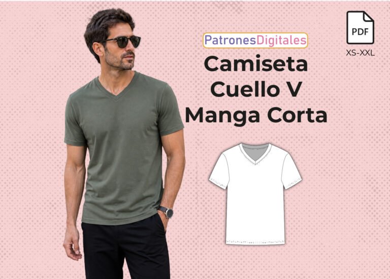 Camiseta Hombre Cuello en V Manga Corta
