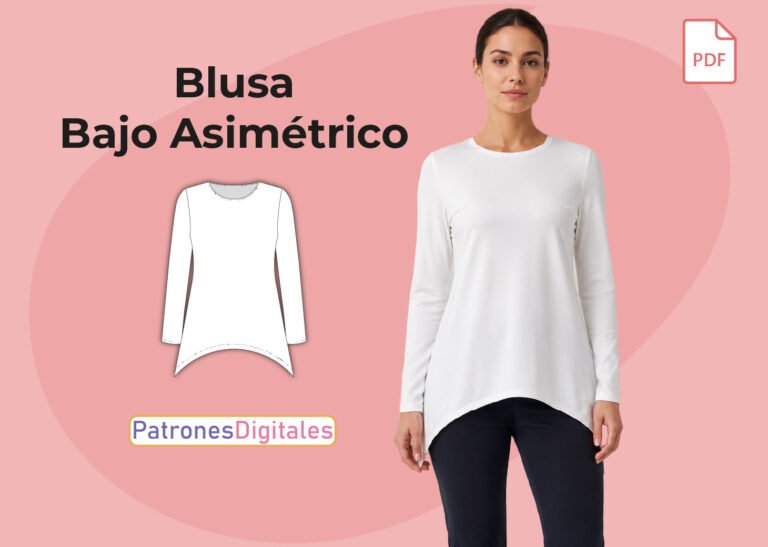 miniatura de blusa con bajo asimétrico