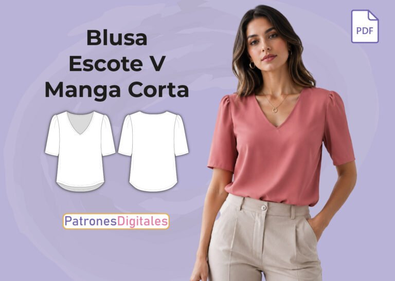 miniatura blusa escote v manga corta