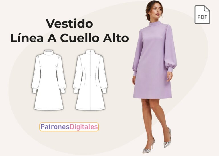 miniatura vestido linea A cuello alto