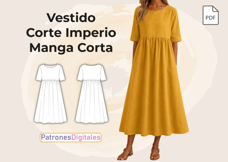 miniatura vestido corte imperio manga corta