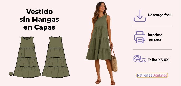 cabecera vestido sin mangas en capas