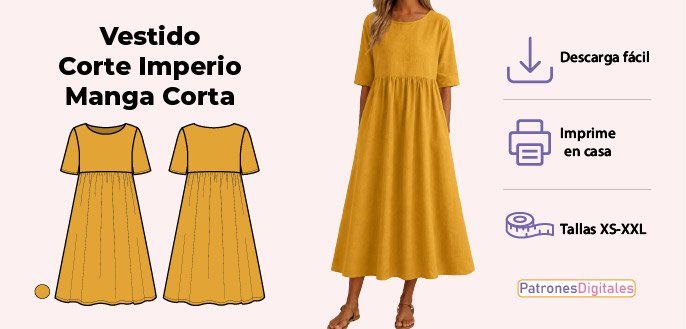 cabecera vestido corte imperio sin mangas
