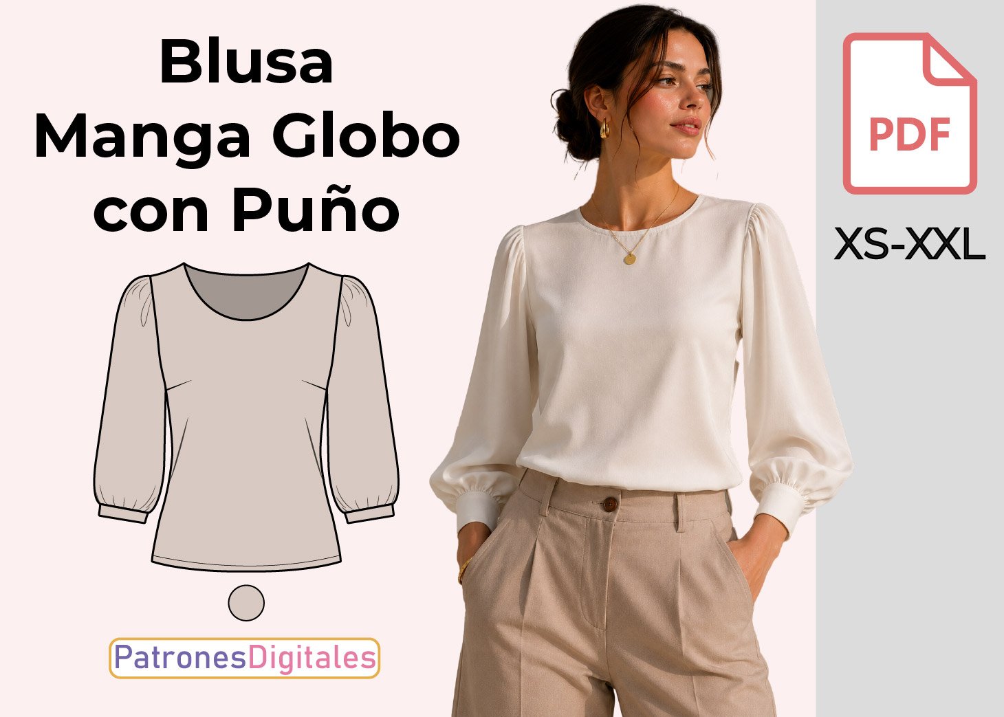Blusa Manga Globo con Puños