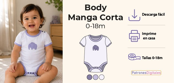 cabecera body manga corta bebé