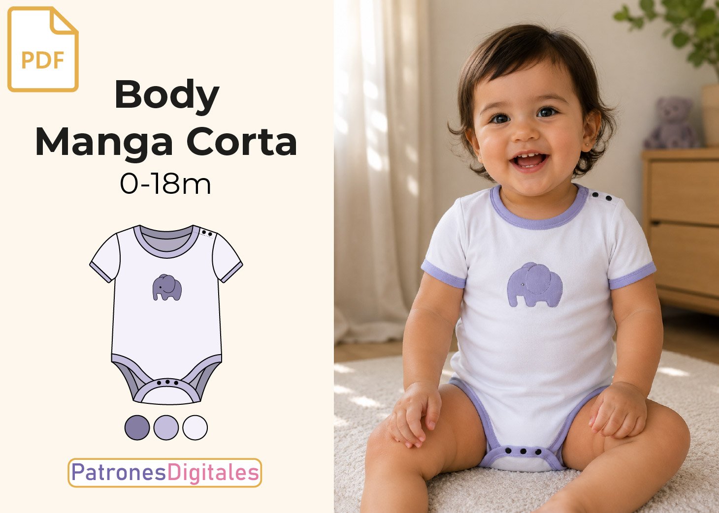 Patrón Gratis Body de Bebé Manga Corta en PDF