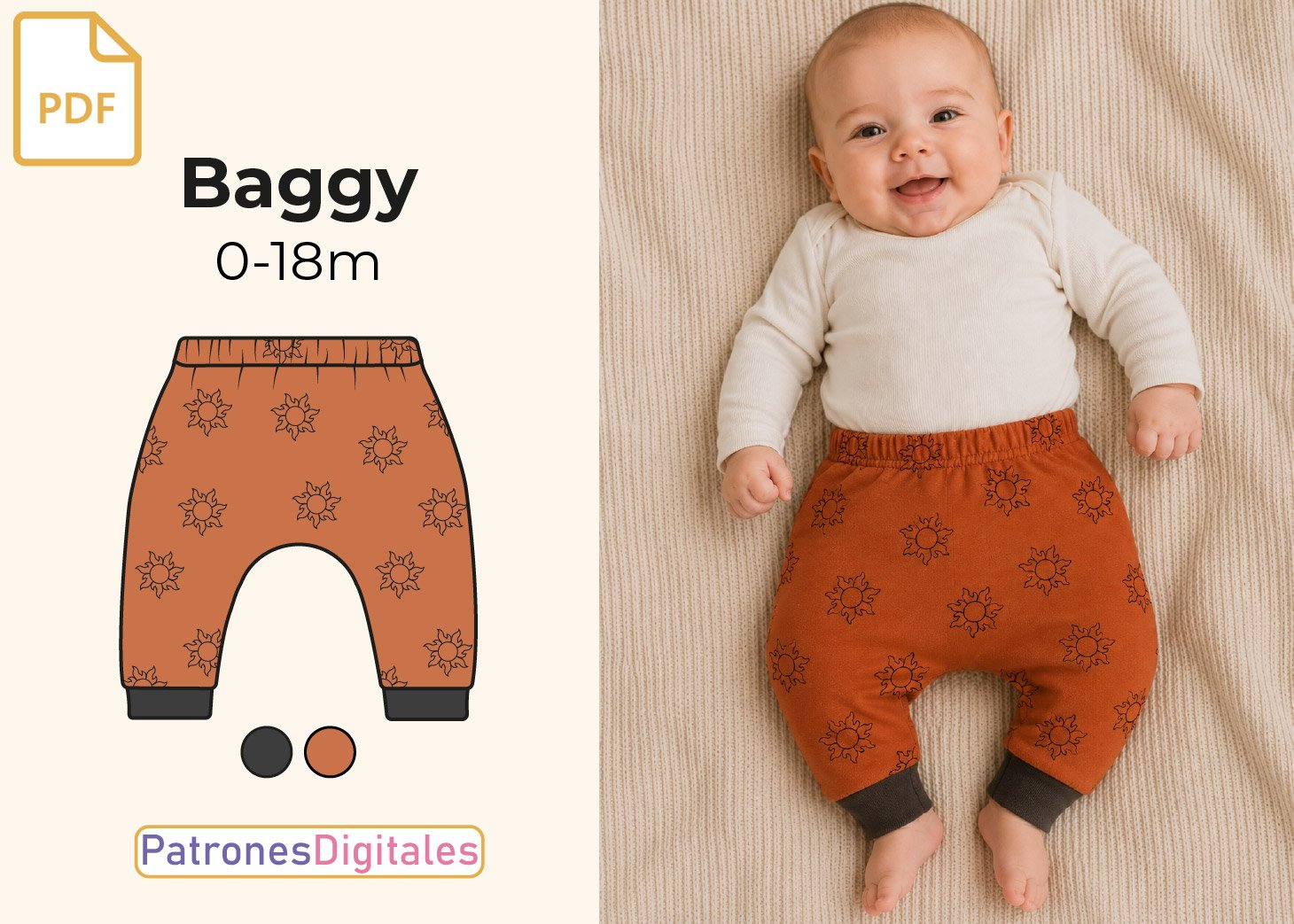 Patrón Gratis Pantalón Baggy para Bebé en PDF