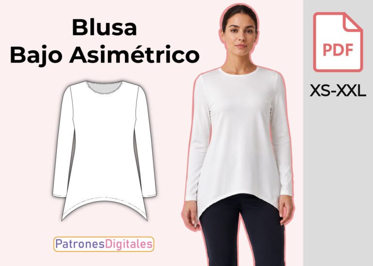 miniatura blusa bajo asimétrico mujer