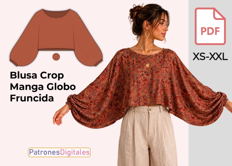 miniatura blusa crop manga globo mujer