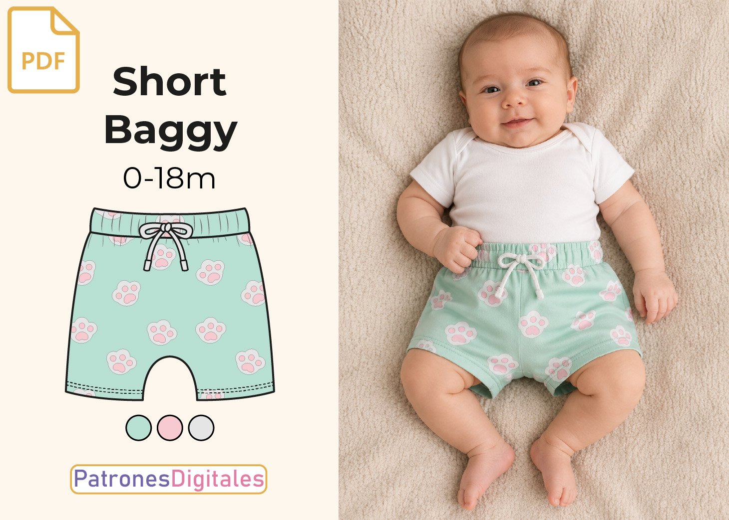 Patrón Gratis Short Baggy Bebé en PDF