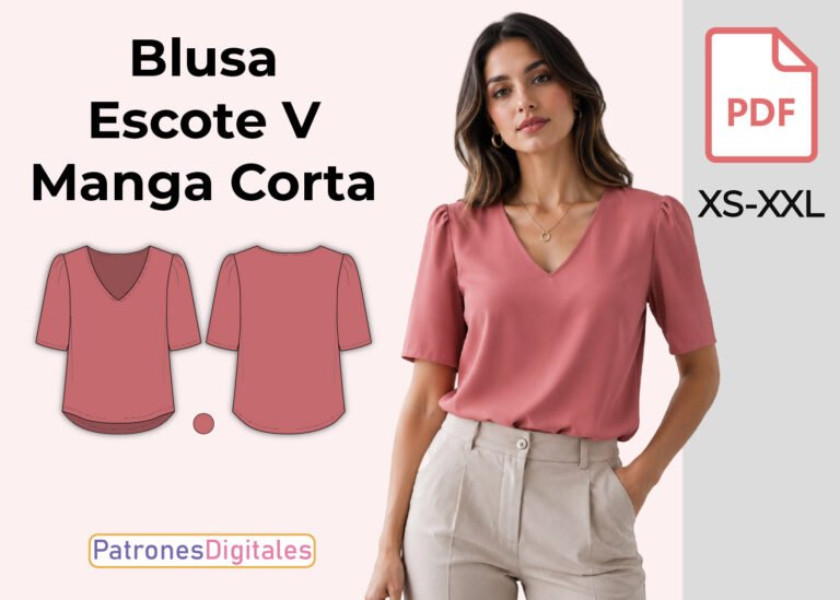 miniatura blusa escote v manga corta mujer