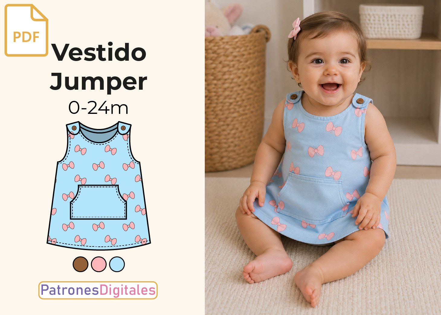 Patrón Gratis Vestido Jumper Bebé en PDF
