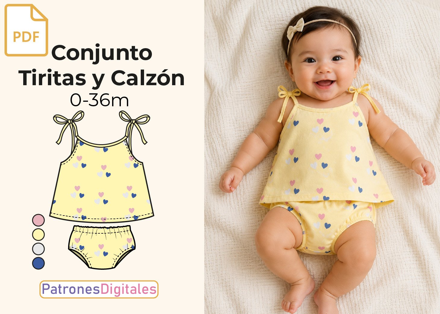Patrón Gratis Conjunto Bebé con Tiritas y Calzón en PDF
