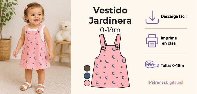 cabecera vestido jardinera bebe
