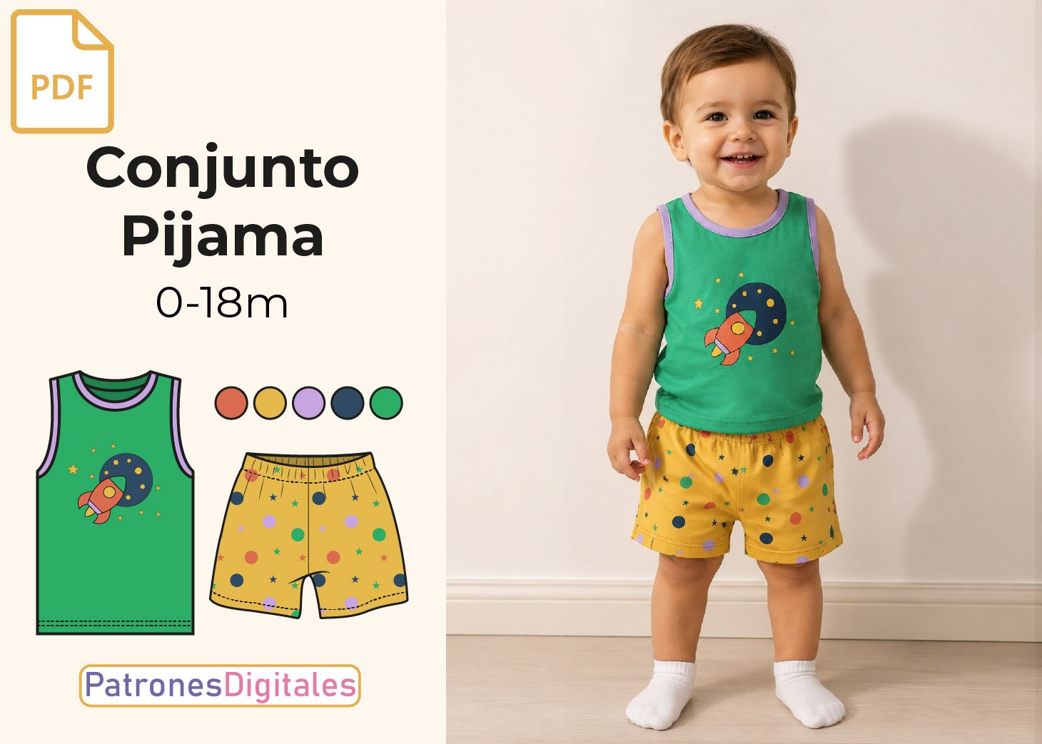 Patrón Gratis Conjunto Pijama de Verano Bebé en PDF