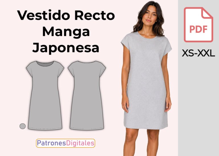 miniatura vestido recto manga japonesa