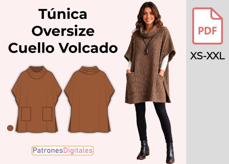 miniatura túnica oversize cuello volcado