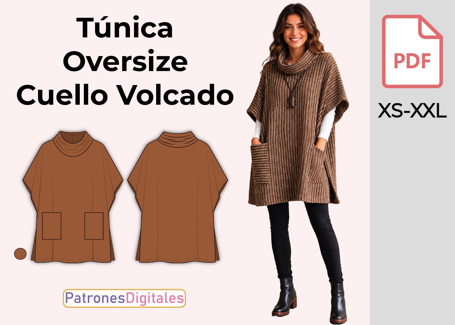 Túnica Oversize Cuello Volcado-PDF Gratis