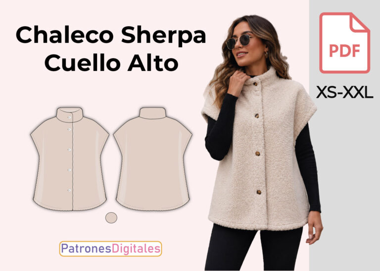 miniatura chaleco sherpa cuello alto