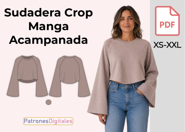 miniatura sudadera crop manga acampanada